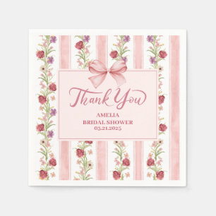 Serviette En Papier Douche vintage fleurie Coquette arc rose