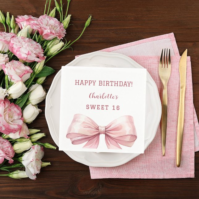 Serviette En Papier Doux 16 arc rose blanc (Créateur téléchargé)