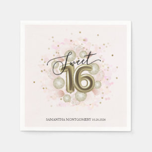 Serviette En Papier Doux 16 Party Pink Gold Confetti