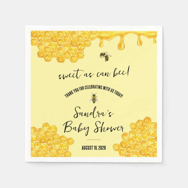 Serviette En Papier Doux comme peut l'être une abeille ! Baby Shower (Devant)