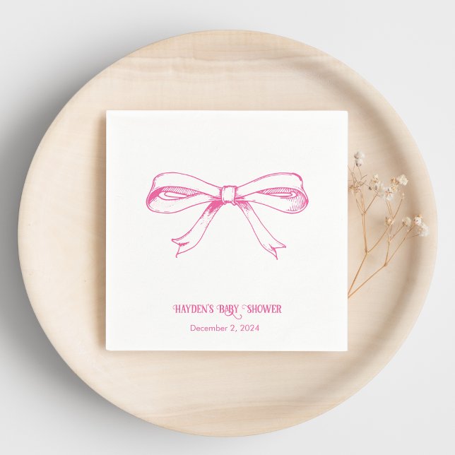Serviette En Papier Doux Coquette Rose Bow Personnalisé Napkin (Créateur téléchargé)