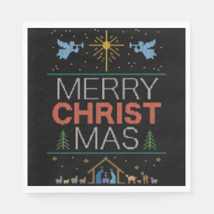 Serviette En Papier Doux de Noël doux et joyeux religieux coloré