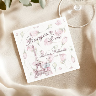 Serviette En Papier Doux Macaron Bonjour Bébé Paris Baby shower