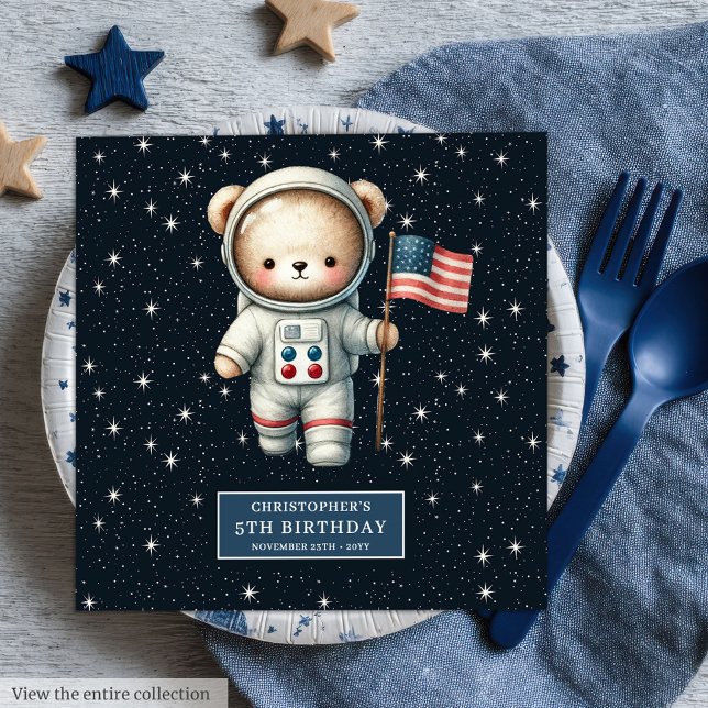 Serviette En Papier Doux Teddy Bear Astronaut Napkins Birthday Boy (Sweet Teddy Bear Astronaut Napkins Birthday Boy)