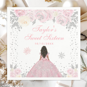 Serviette En Papier Douze ans Fille aux teints mats Rose Hiver