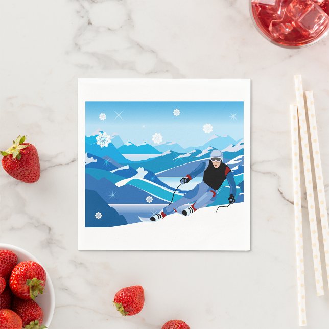 Serviette En Papier Downhill Skier Paper Napkins (Créateur téléchargé)