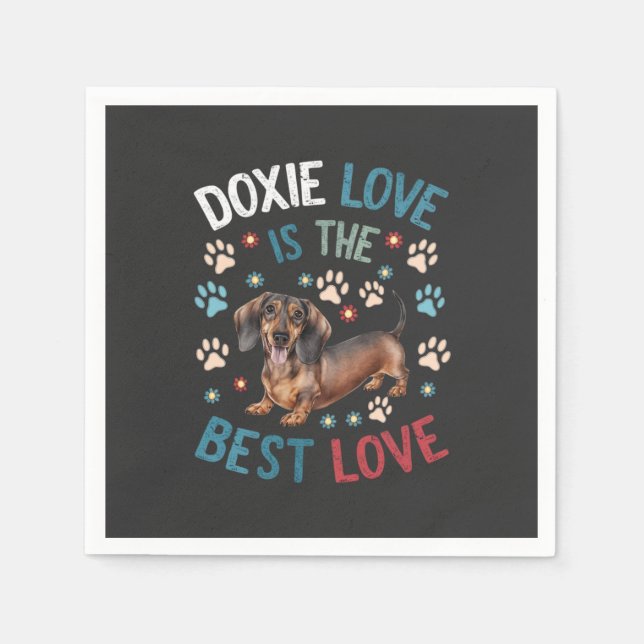 Serviette En Papier Doxie Love Est Le Meilleur Amour (Devant)