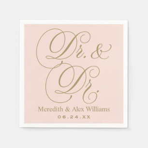 Serviette En Papier Dr. et Dr Antique Gold et Blush Pink Monogram