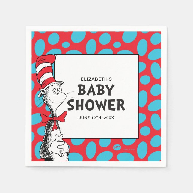 Serviette En Papier Dr. Seuss Cat dans le Baby shower Casquette (Devant)