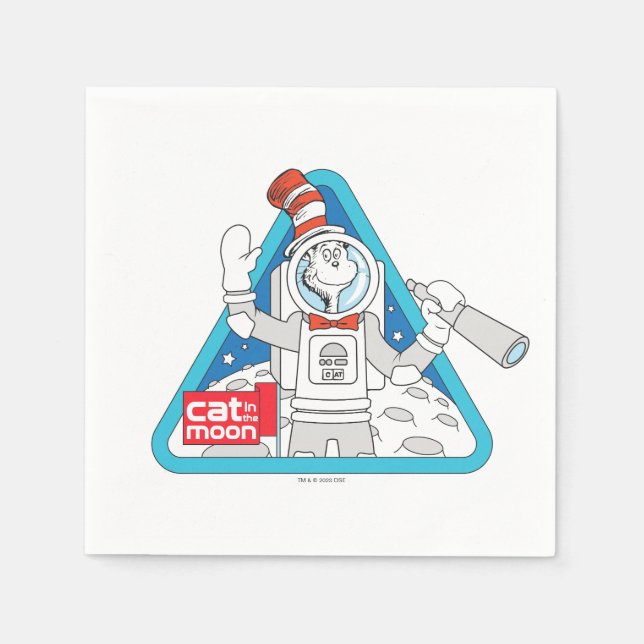 Serviette En Papier Dr Seuss | Cat in the Moon Outer Space Graphic (Devant)