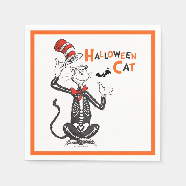 Serviette En Papier Dr. Seuss | Chat Chapeauté Halloween (Devant)