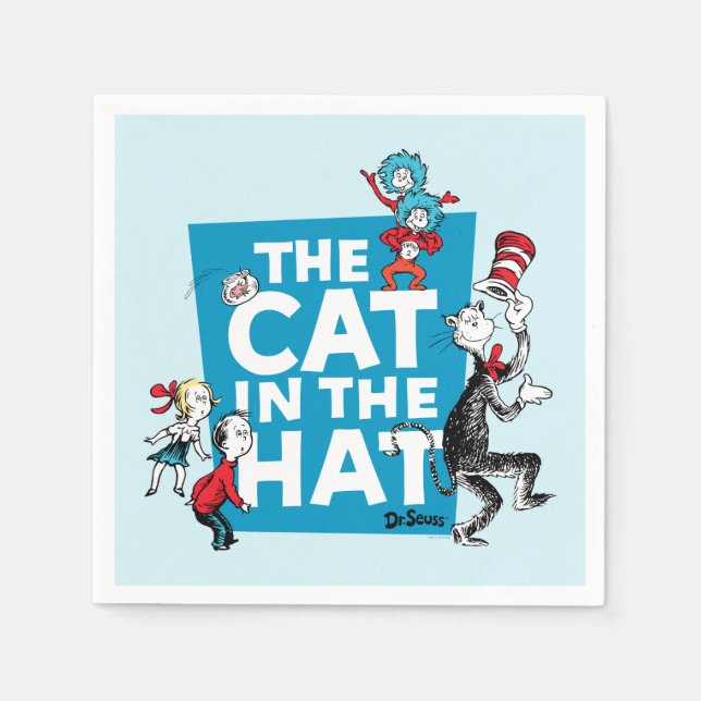 Serviette En Papier Dr Seuss | Chat dans le logo du Casquette - Caract (Devant)