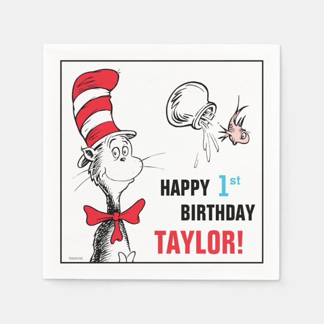 Serviette En Papier Dr. Seuss | Le Chat Chapeauté Anniversaire (Devant)