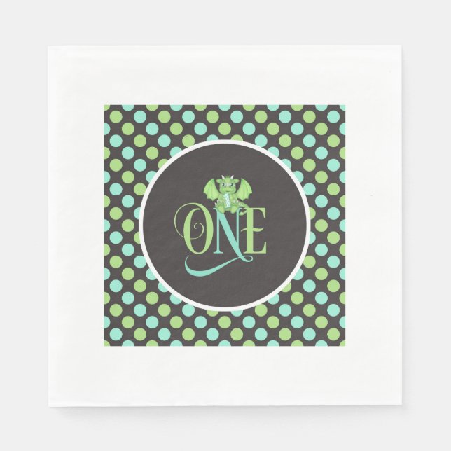 Serviette En Papier Dragon 1er Anniversaire serviettes - ONE (Devant)
