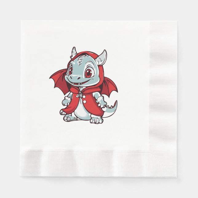 Serviette En Papier Dragon albinos en rouge (Devant)