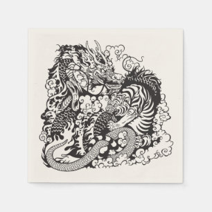 Serviette En Papier dragon and tiger figfigting
