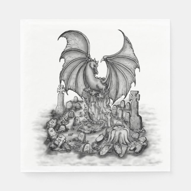 Serviette En Papier Dragon avec Zombie (Devant)