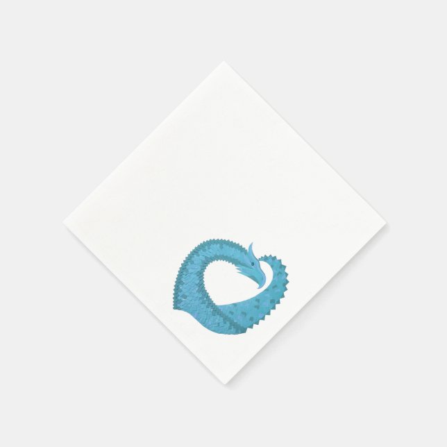 Serviette En Papier Dragon cardiaque turquoise en blanc (Coin)