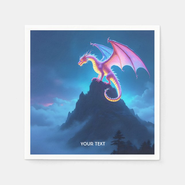 Serviette En Papier Dragon carré Imaginaire Mist (Devant)