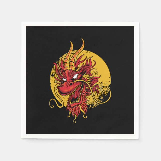 Serviette En Papier Dragon Chinese Asian Mythology Cool Cadeau (Devant)