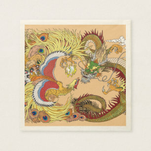 Serviette En Papier Dragon chinois et phoenix