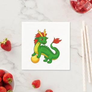 Serviette En Papier Dragon Chinois Vert V2