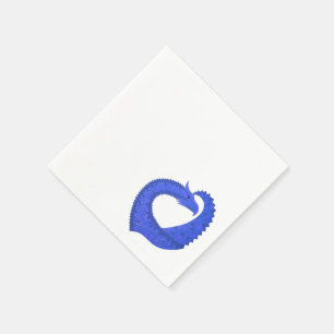 Serviette En Papier Dragon de coeur bleu sur blanc