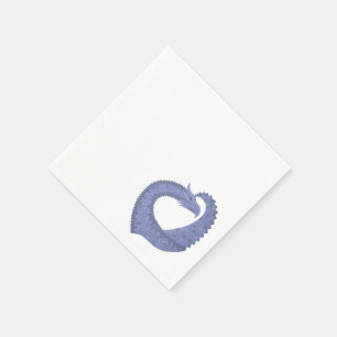 Serviette En Papier Dragon de coeur gris bleu sur blanc