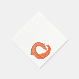 Serviette En Papier Dragon de coeur orange sur blanc