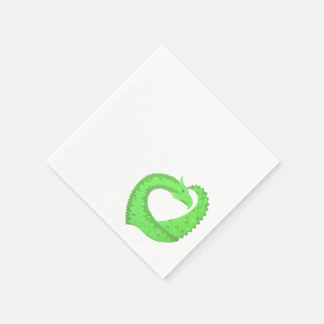 Serviette En Papier Dragon de coeur vert citron blanc (Coin)