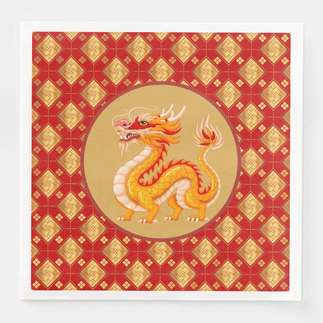 Serviette En Papier Dragon d'or (Devant)