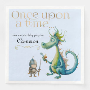 Serviette En Papier Dragon et Chevalier de Conte de Fées pour Enfants