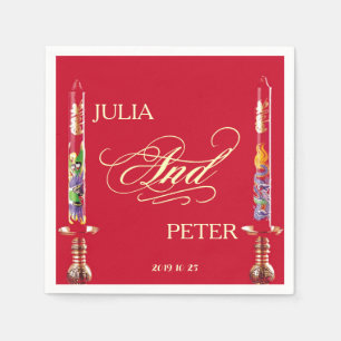 Serviette En Papier Dragon-Phoenix Bougies rouges Mariage chinois