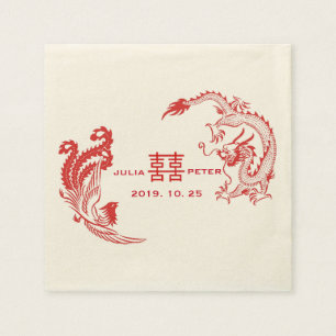 Serviette En Papier Dragon-Phoenix moderne Mariage chinois personnalis