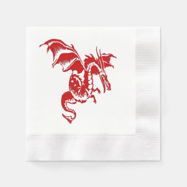 Serviette En Papier Dragon rouge (Devant)