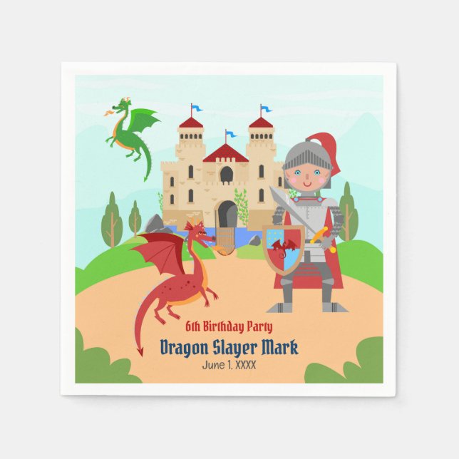 Serviette En Papier Dragon Slayer Knight Boy fête d'anniversaire (Devant)