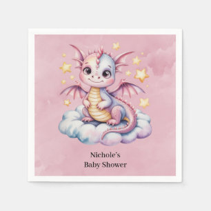 Serviette En Papier Dragon Whimsical Sur Un Baby shower Nuageux