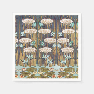 Serviette En Papier Dragonflies Water Lilies Marais Art Nouveau