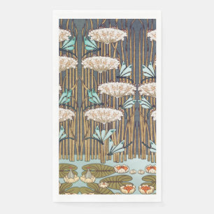 Serviette En Papier Dragonflies Water Lilies Marais Art Nouveau