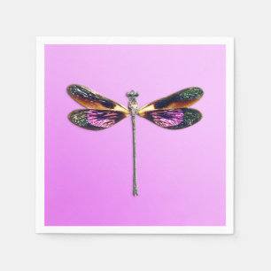 Serviette En Papier Dragonfly - argent, or, violet et noir