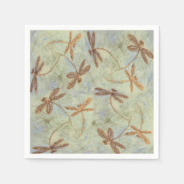 Serviette En Papier Dragonfly Dance Gold (Devant)