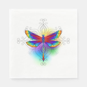 Serviette En Papier Dragonfly en arc-en-ciel