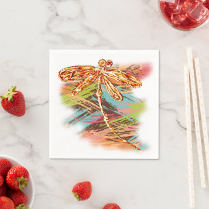 Serviette En Papier Dragonfly orange Splash