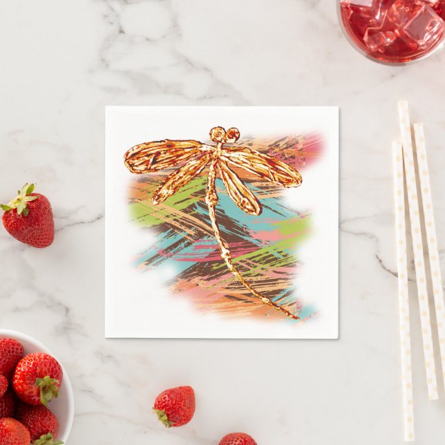 Serviette En Papier Dragonfly orange Splash (En situation)