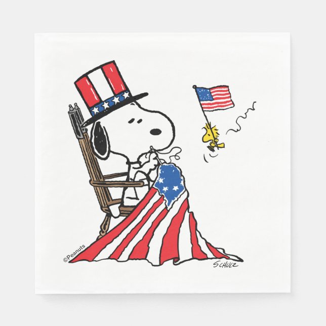 Serviette En Papier Drapeau 4 juillet à coudre Snoopy (Devant)