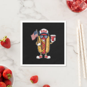 Serviette En Papier Drapeau 4 juillet Hotdog Funny Patriotique USA
