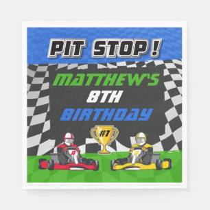 Serviette En Papier Drapeau à damier de karting pour anniversaire