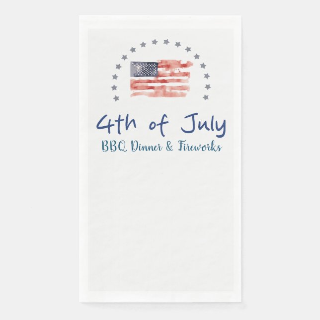 Serviette En Papier Drapeau américain à l'aquarelle avec étoiles (Devant)