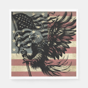Serviette En Papier Drapeau Américain Aigle à tête blanche Patriotique