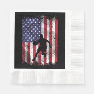 Serviette En Papier Drapeau américain Basketball Vintage Patriotique B